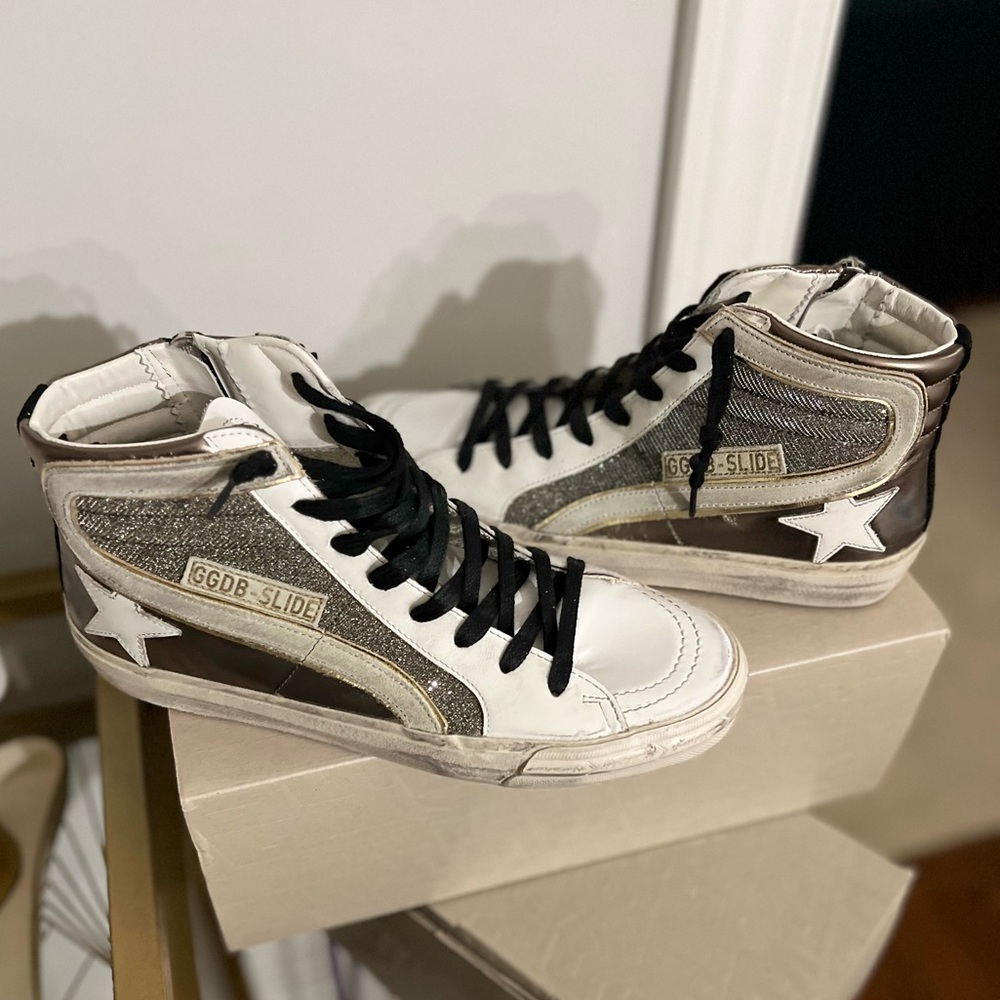 ⭐️Brand New in Box GOLDEN GOOSE SLIDE DOUBLE QUARTER Limited Edition/size 39 ⭐️